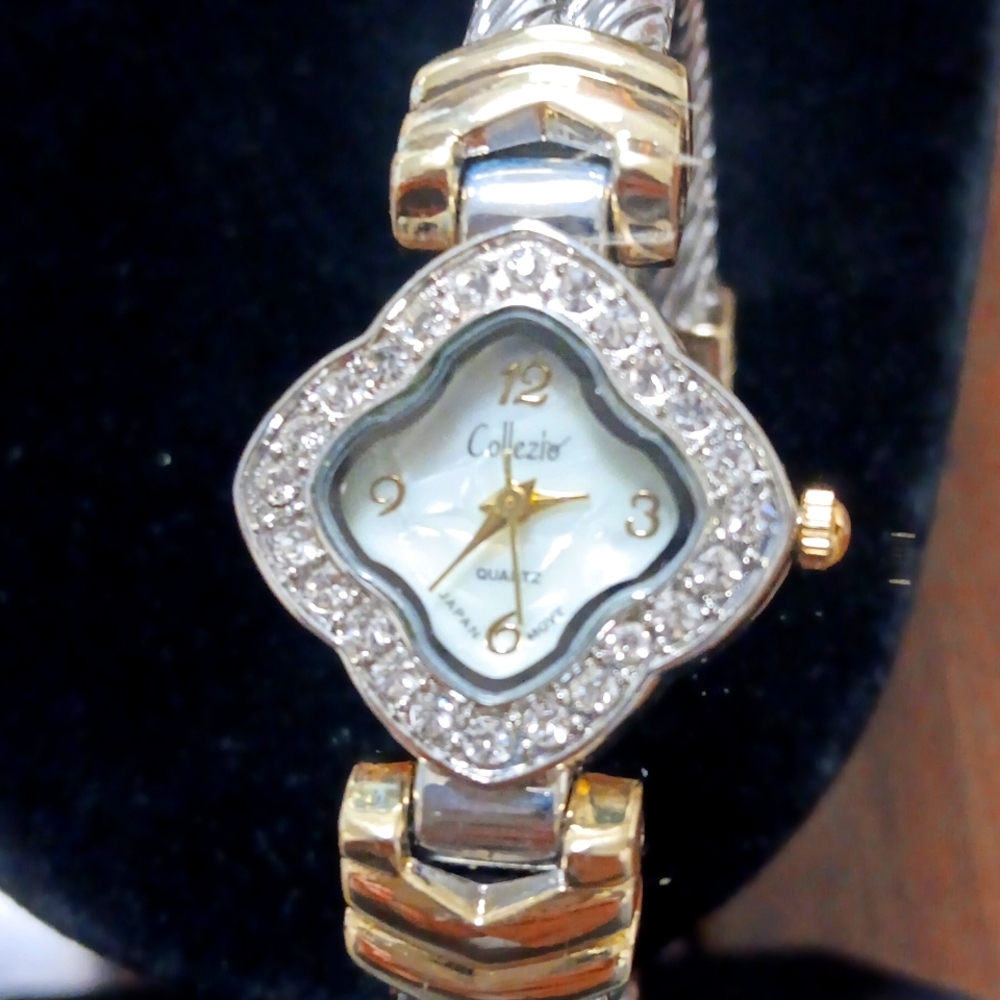 Cuff style womens bracelet watch.